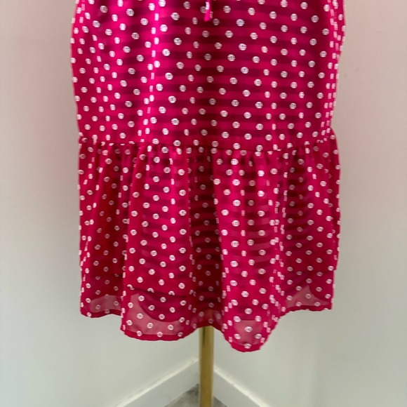 Maison Jules Textured Sheer Pink & White w/ Striped Slip Ruffled Mini Dress - Picture 11 of 16